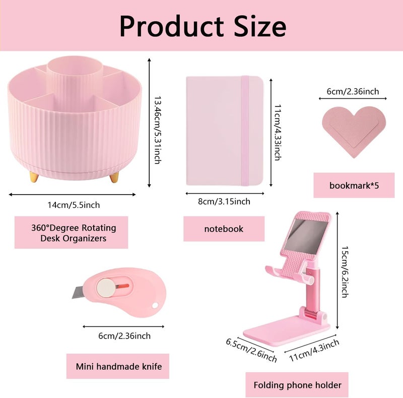 suniya Office Supplies,Desk Accessories,with Stapler, Tape Dispenser,Desk Organizer,Folding Phone Holder,Pen,Journal Notebook,Scissor,Staple Remover,Staples,Clear Tape,Sticky Notes,Paper Clips,Bookmark,Ect - Image 5
